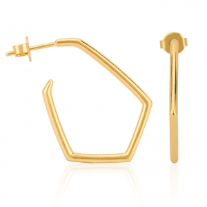 Geometry Large Gold Plated Hoop Earrings Sterling Silver