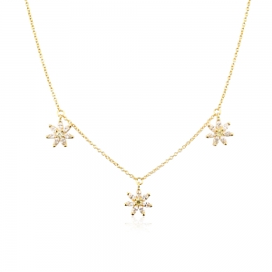 flower charm necklace zircon
