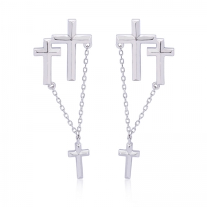 cross chain drop earrings wholesale