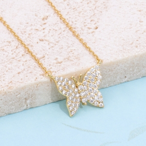 butterfly necklace gold plated