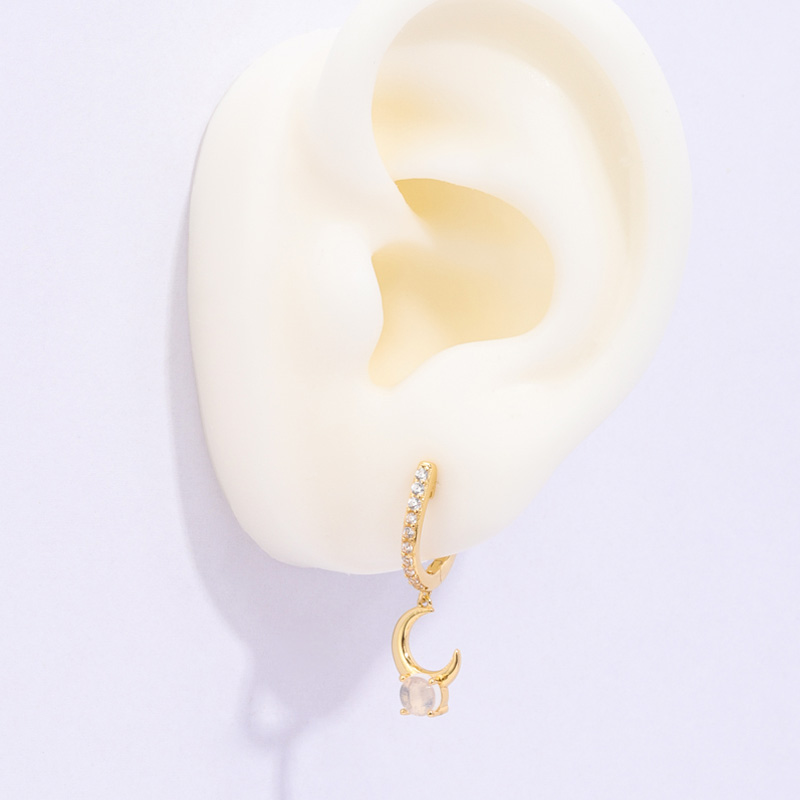 moon huggie earrings cubic zirconia
