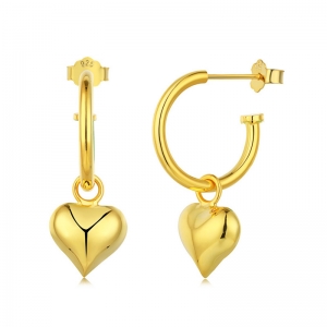 hoop earrings with heart charm