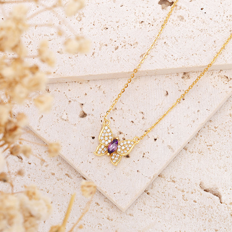 amethyst butterfly necklace