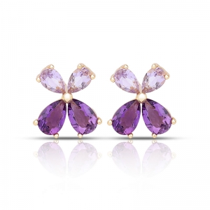 silver gemstone flower earrings