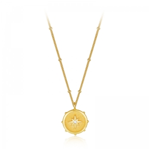 gold chain with disc pendant