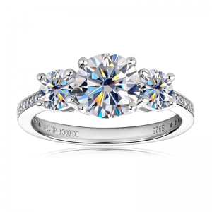 silver moissanite ring