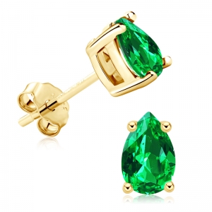 emerald stud earrings silver