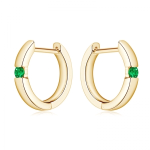 emerald hoop earrings silver
