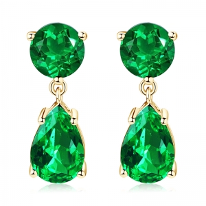 emerald drop earrings silver