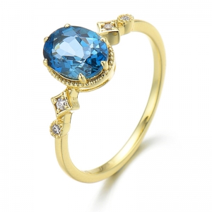 oval blue topaz ring