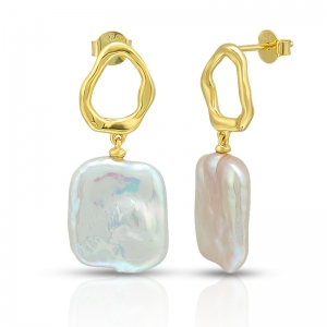 pearl square earrings