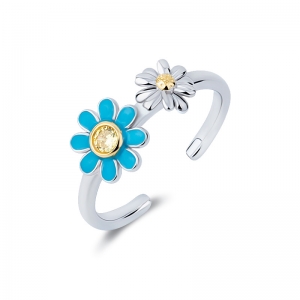 citrine daisy open ring
