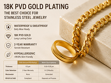 Understanding Jewelry Plating: Why 18K PVD Gold is Best for Stainless Steel